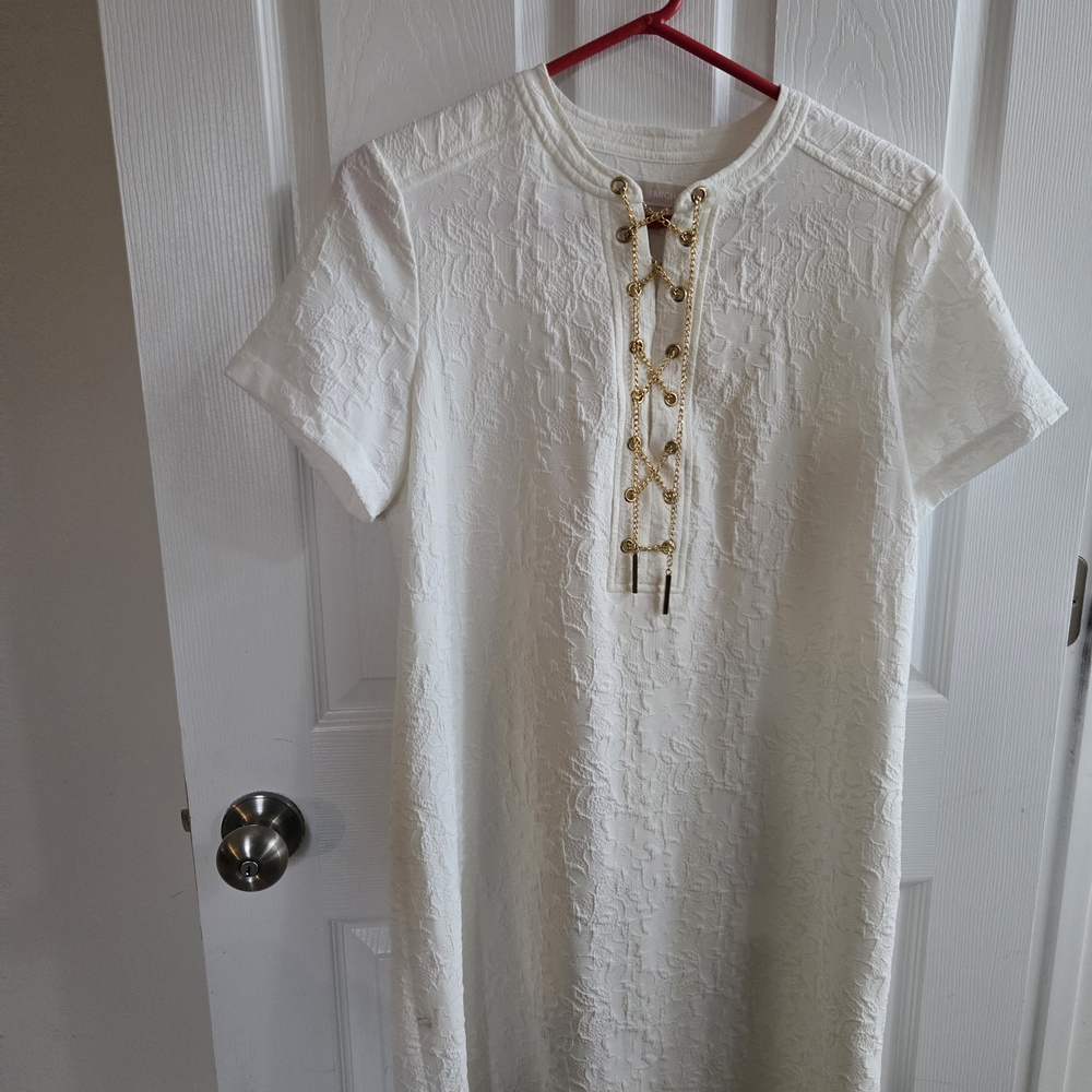 Michael Kors Ivory Lace-Up Mini Dress